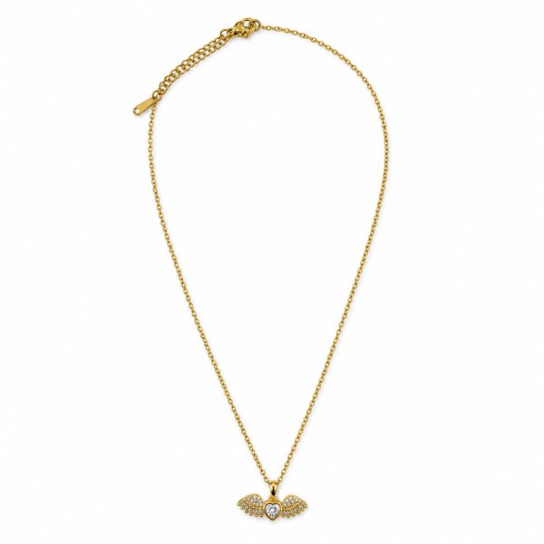 Kanatlı Kalp Gold Kolye