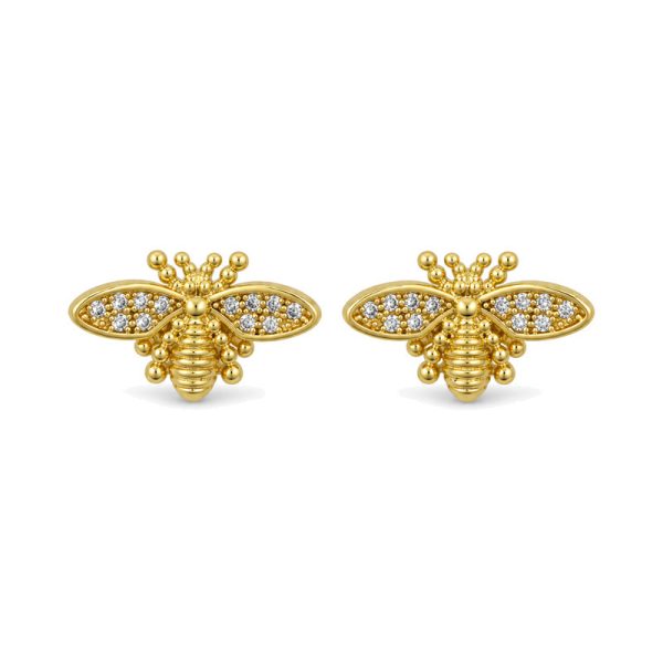 Gold Arı Figürlü Küpe