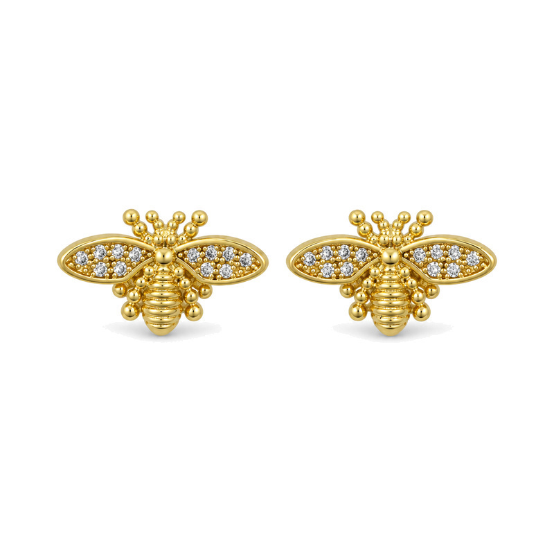 Gold Arı Figürlü Küpe