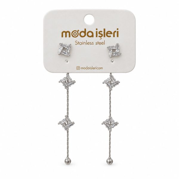 Silver Kare Abiye Küpe