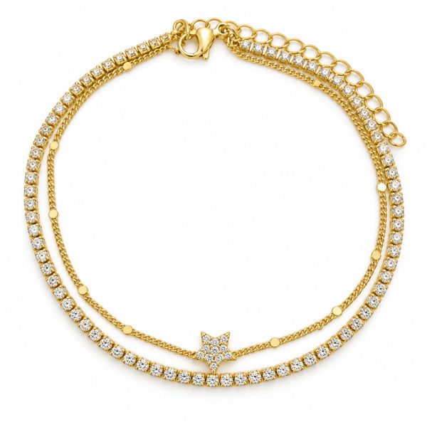 İkili Yıldız Detaylı Su Yolu Bileklik